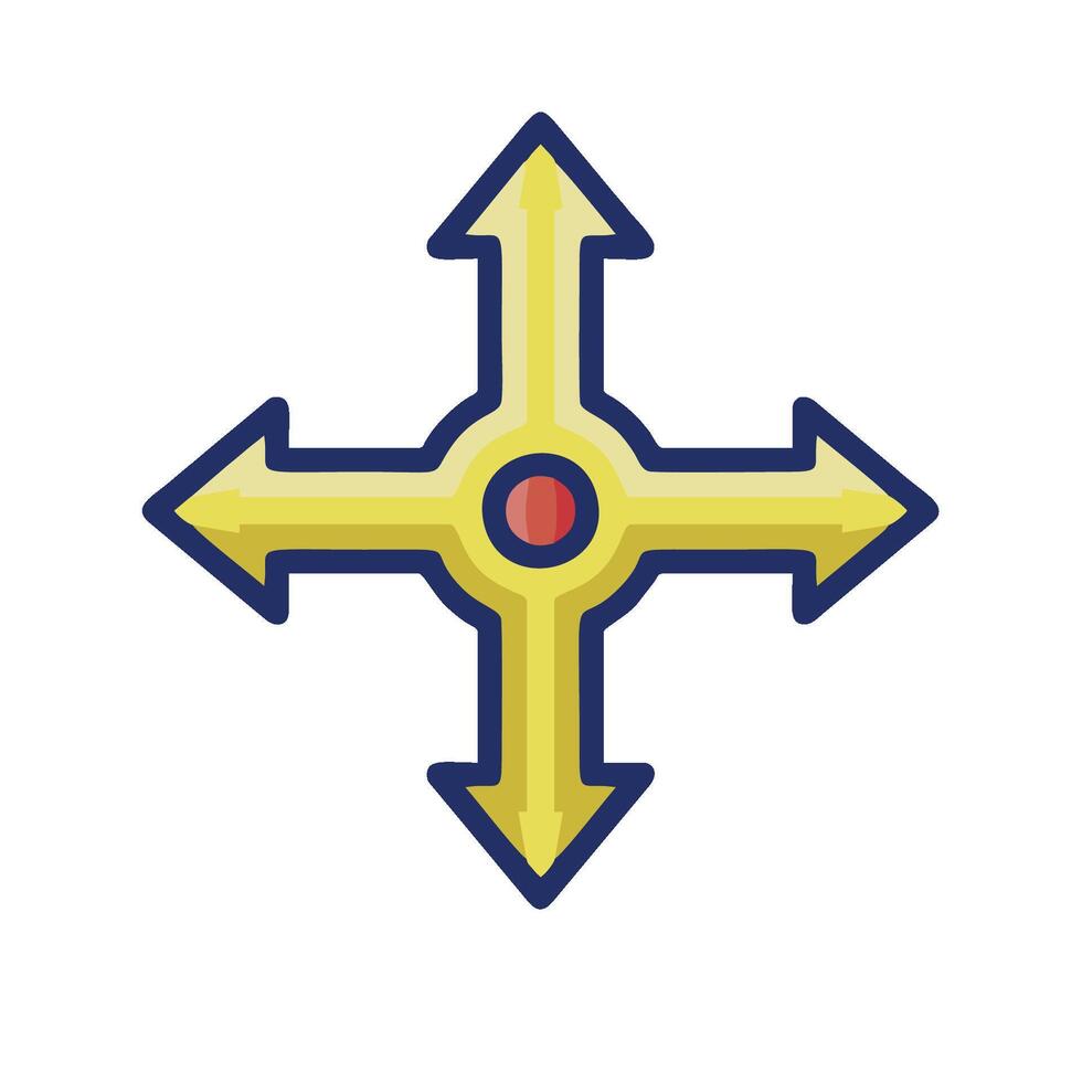 A cross with three arrows pointing in different directions vector