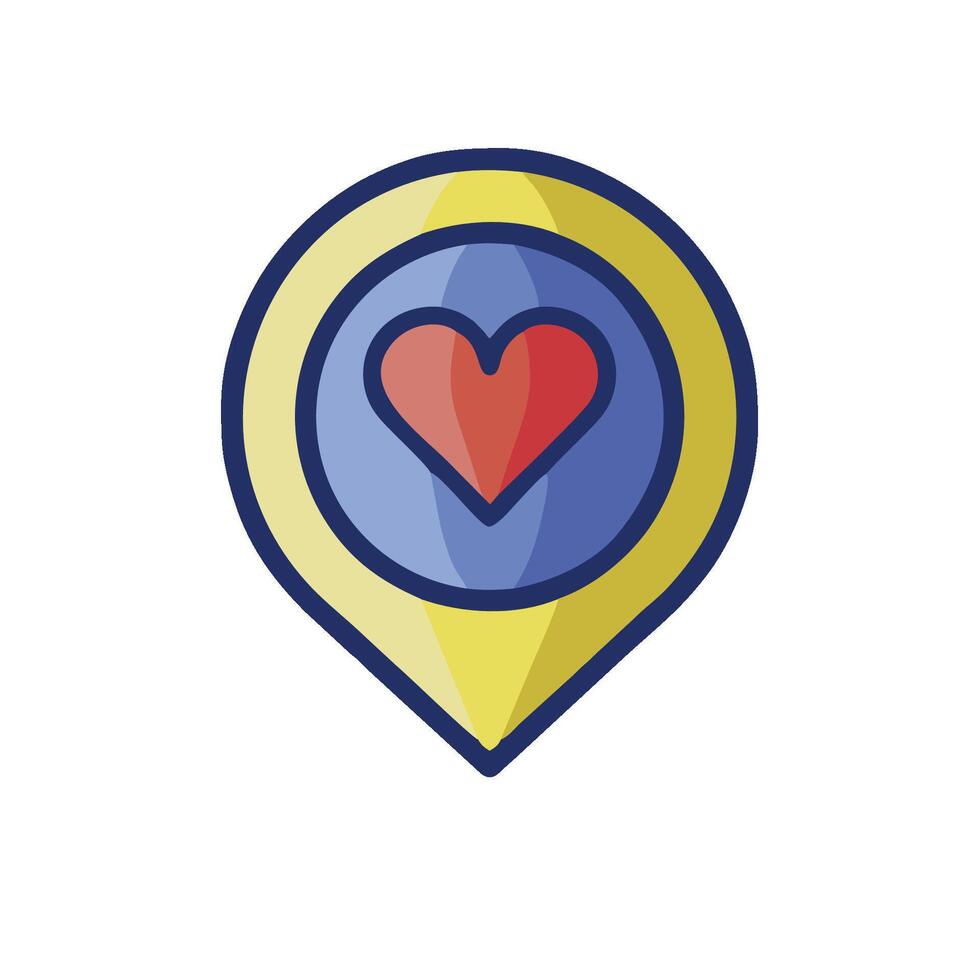 A map pin with a heart in the center vector