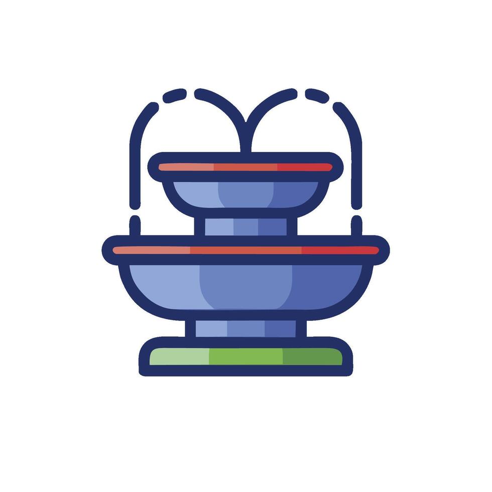 A water fountain icon with a blue bowl vector