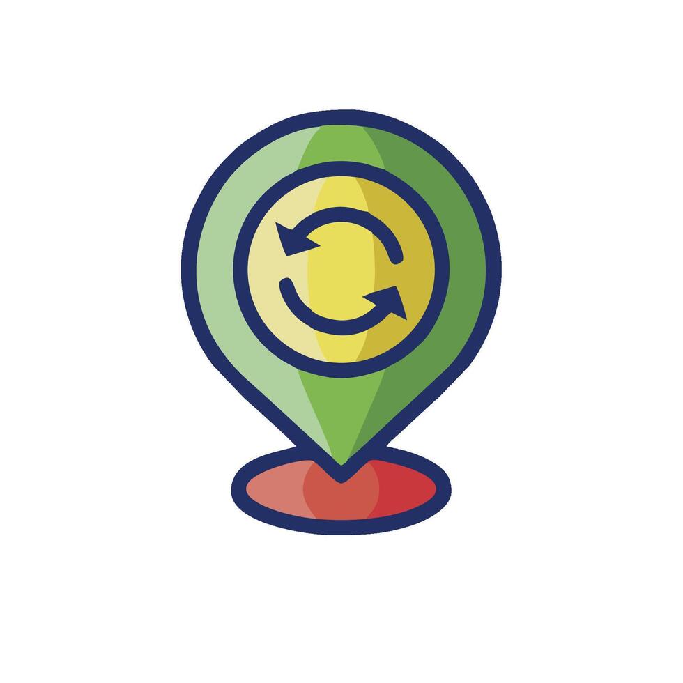 A map pin with an arrow pointing to it vector