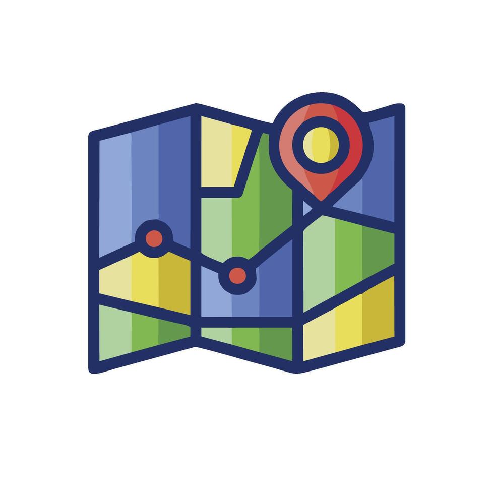 Map icon with a pin pointing to a location vector