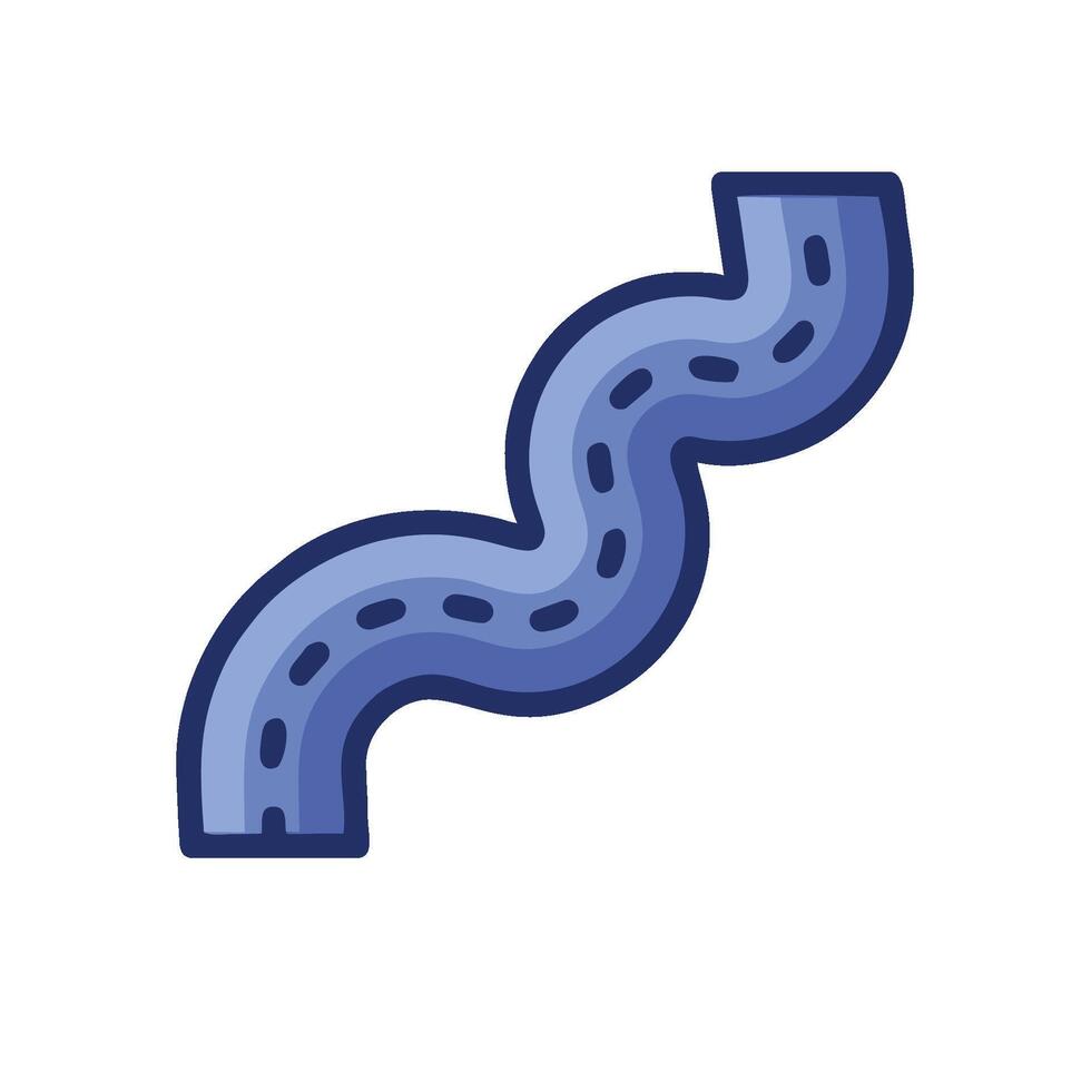 A curved road icon with a blue line vector
