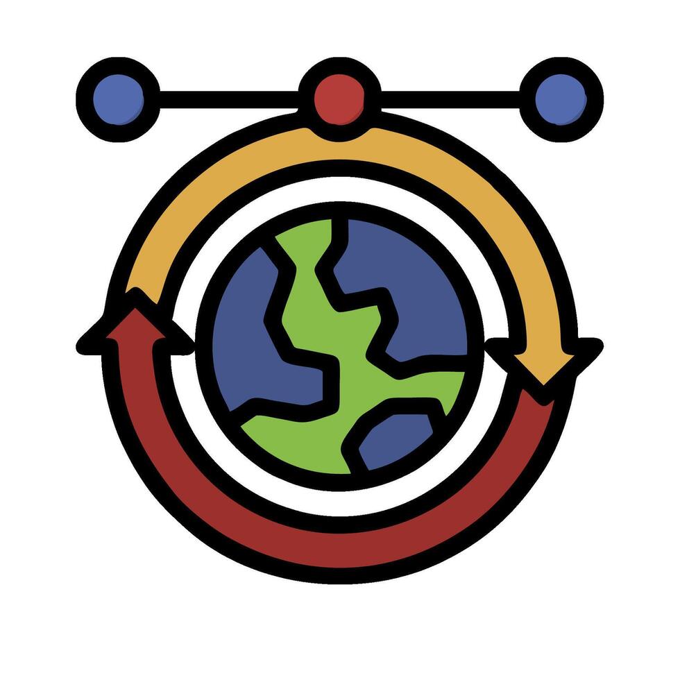 The earth is in the center of a circle with arrows pointing to it vector