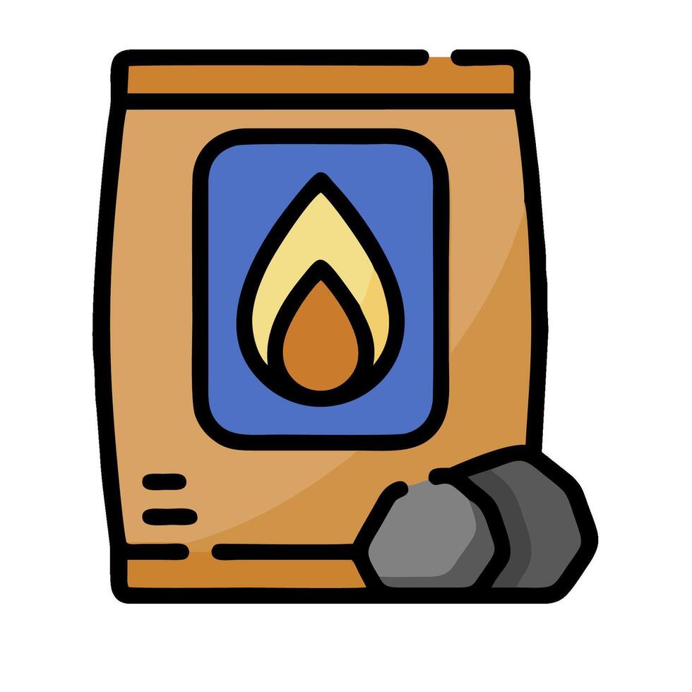 A bag of coal and a burning candle icon vector