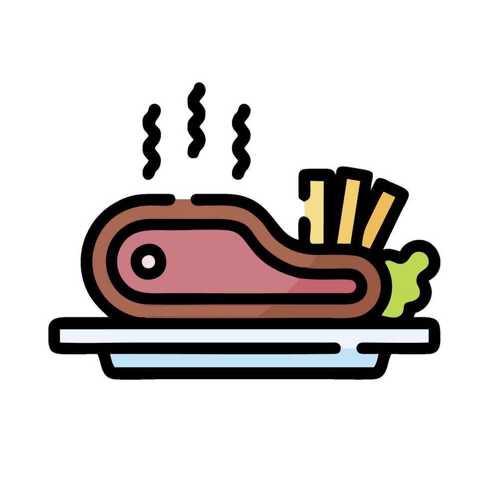 A meat and potatoes icon on a plate vector