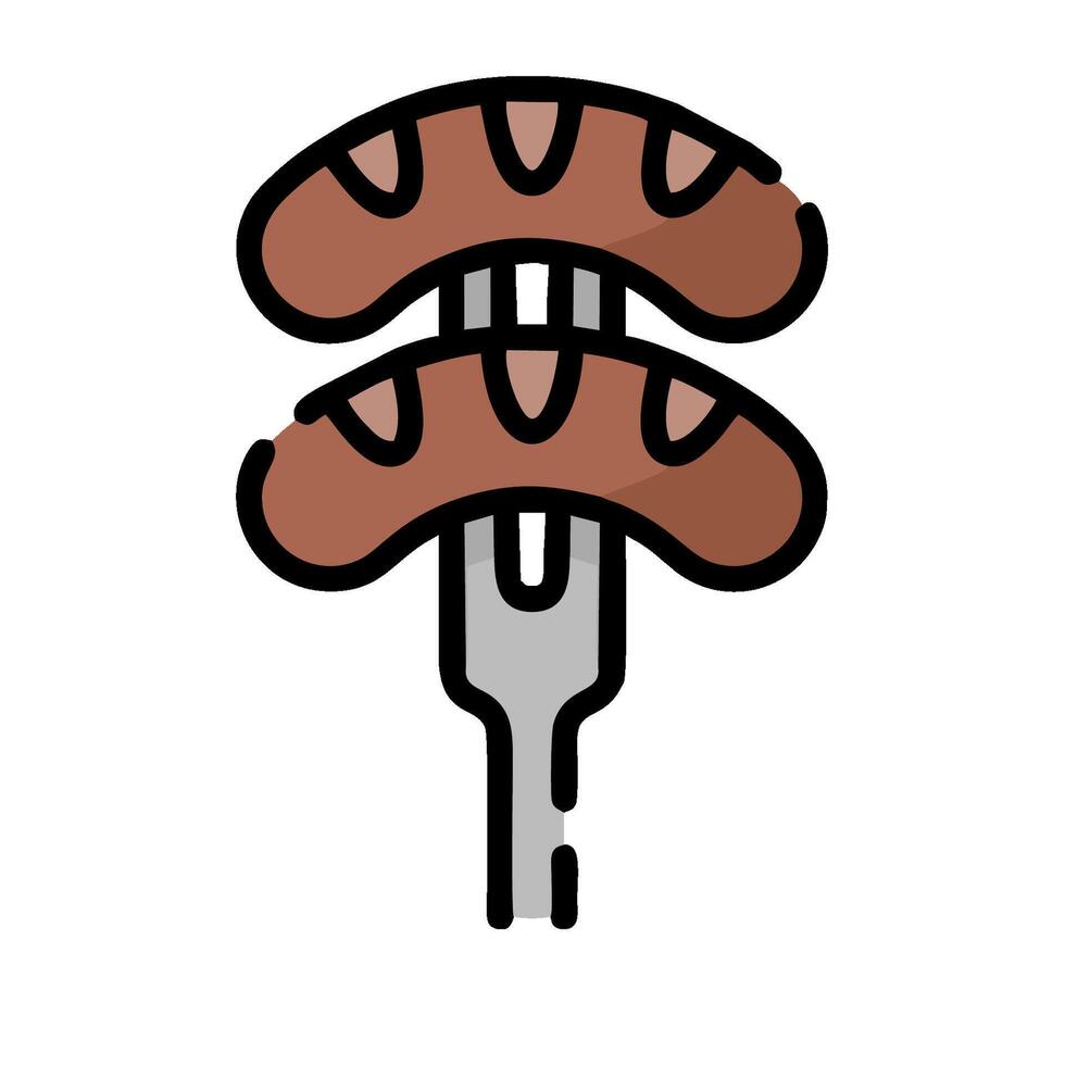 A fork with two sausages on it vector