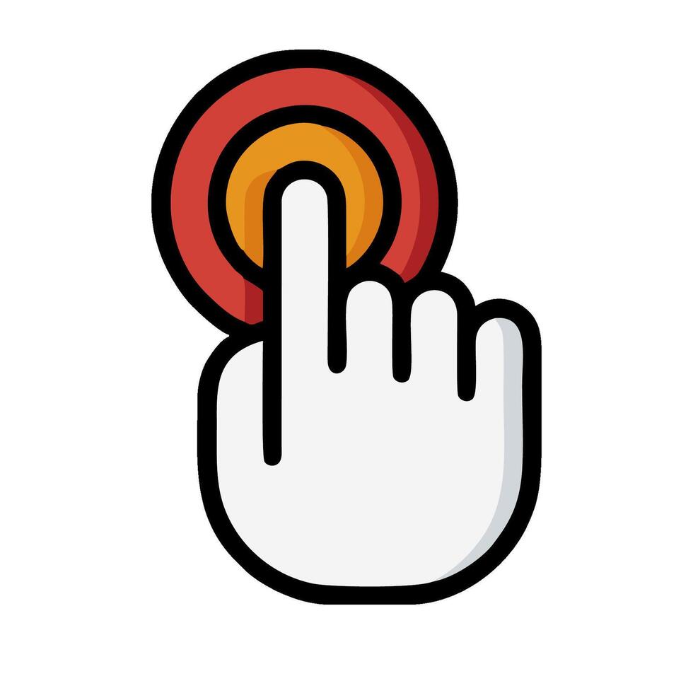 A hand with a finger pointing to a button vector