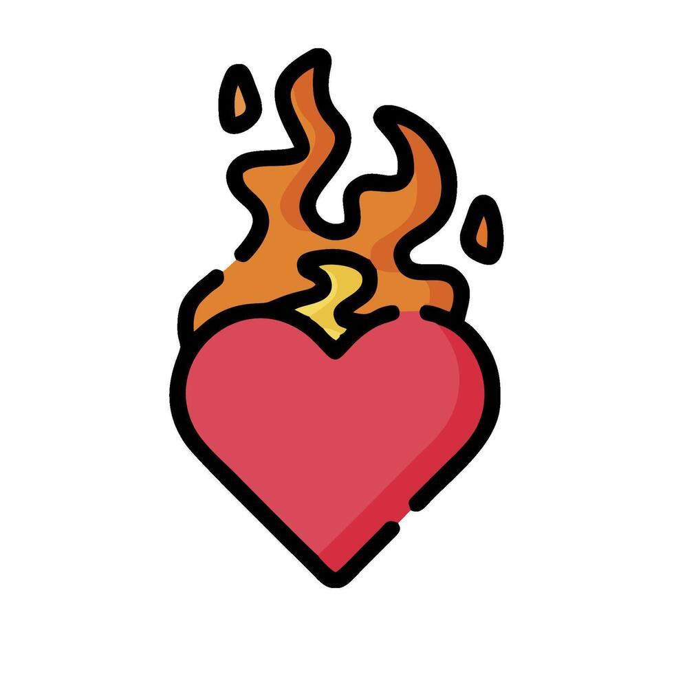 A heart with flames on it vector
