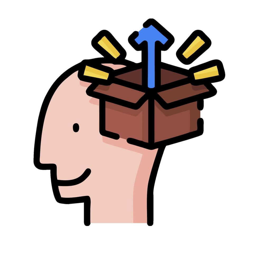 A cartoon head with an arrow coming out of it vector