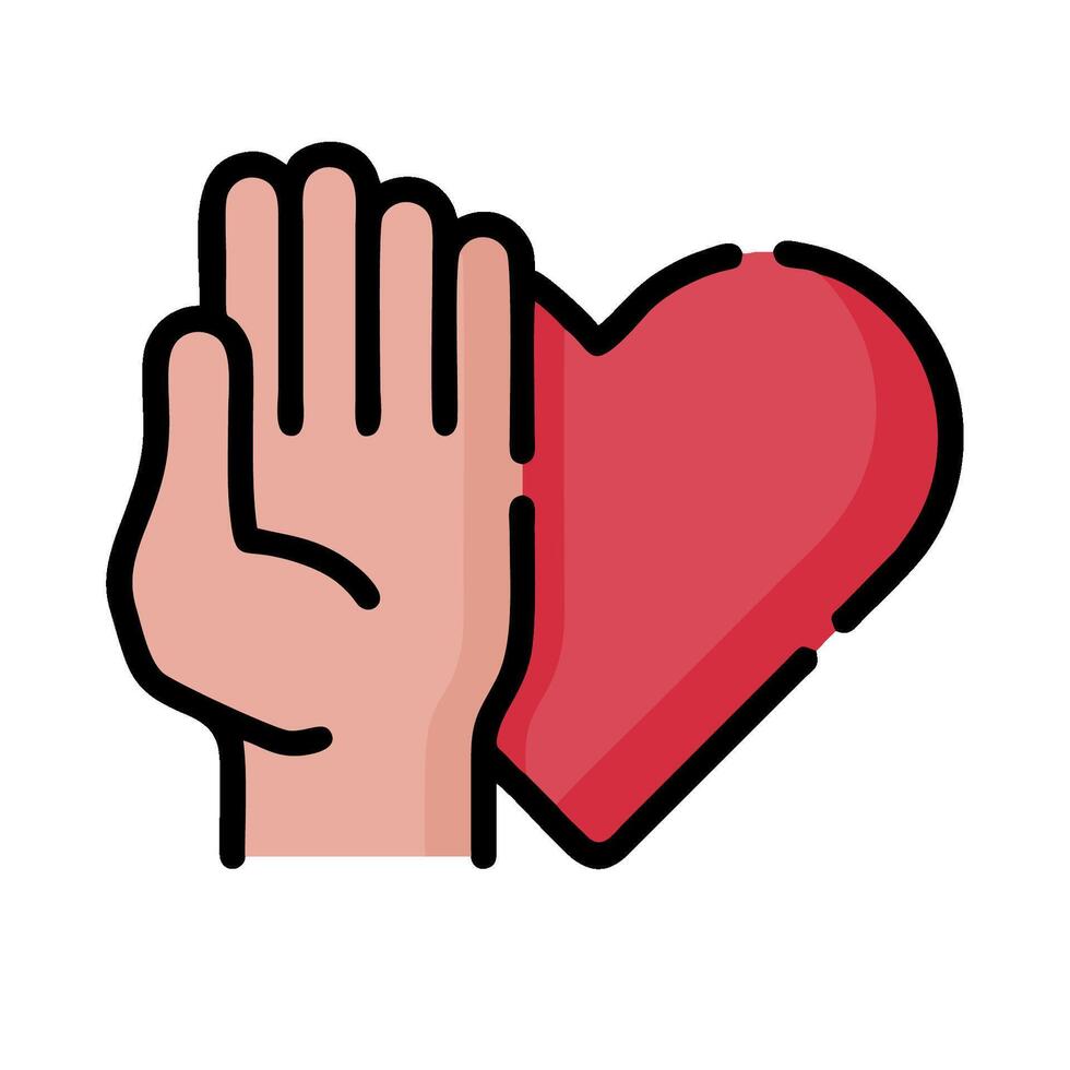 A hand with a heart in it and a stop sign vector