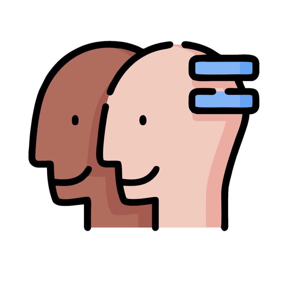 Two people with their heads turned to the side vector