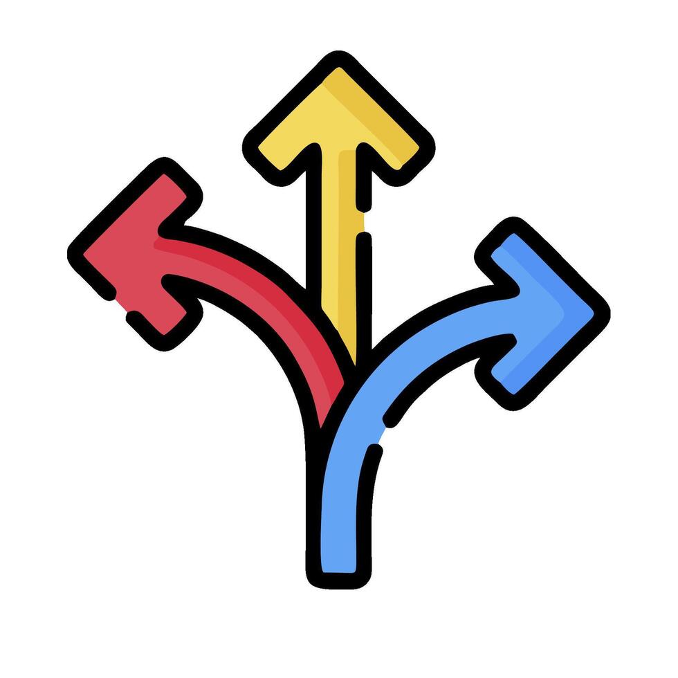 Three arrows pointing in different directions vector