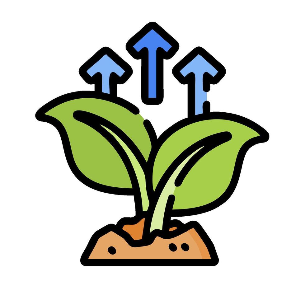 Green plant with arrows and water coming out of it vector