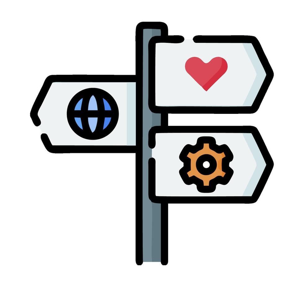 A sign with two arrows pointing to different directions vector