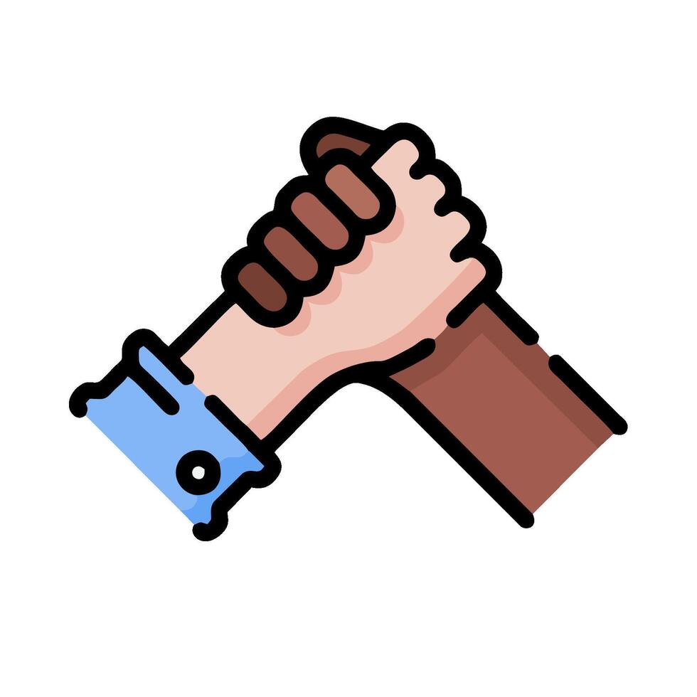 Two hands holding each other in a handshake vector