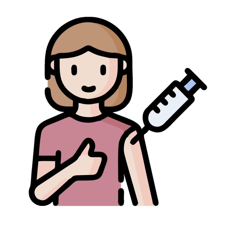 Illustration of a woman holding a syringe vector
