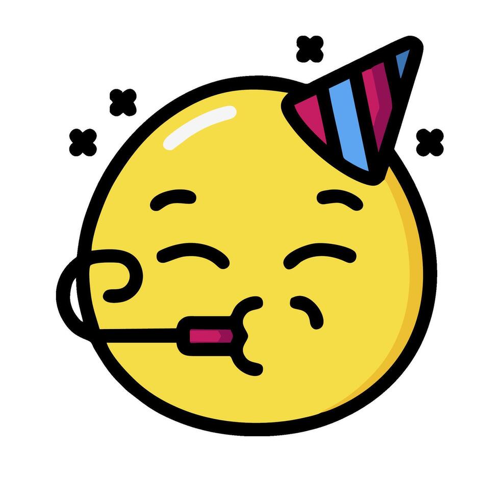 A cartoon yellow emoticion with a party hat on vector