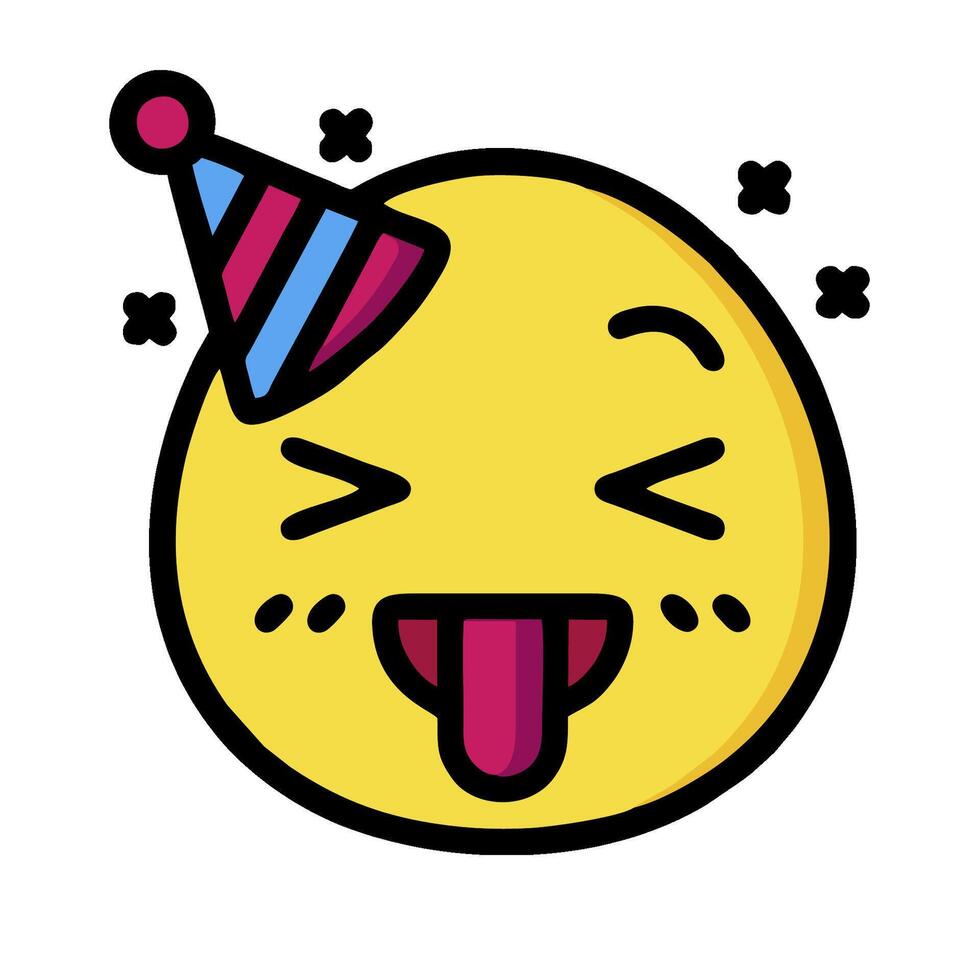 A cartoon smiley face with a party hat on vector