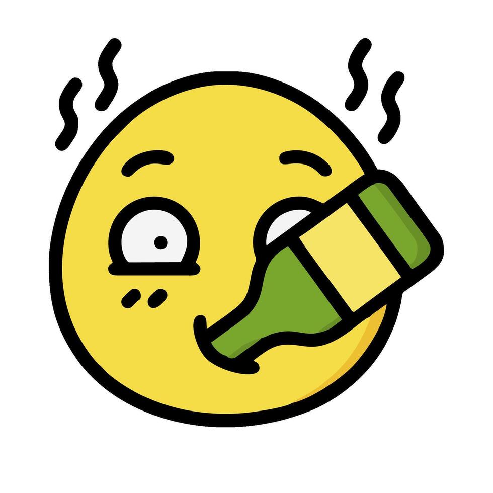 A cartoon emoticion with a bottle of wine vector