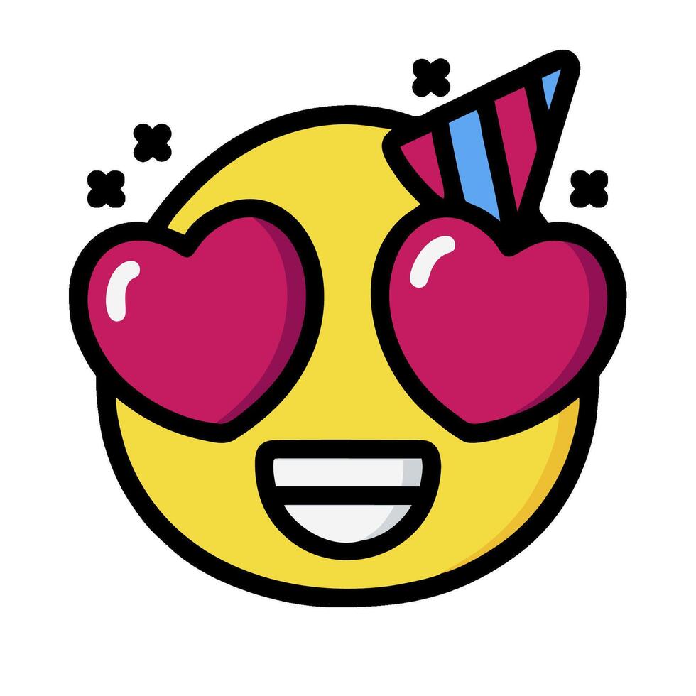 A cartoon smiley face with a party hat on it vector
