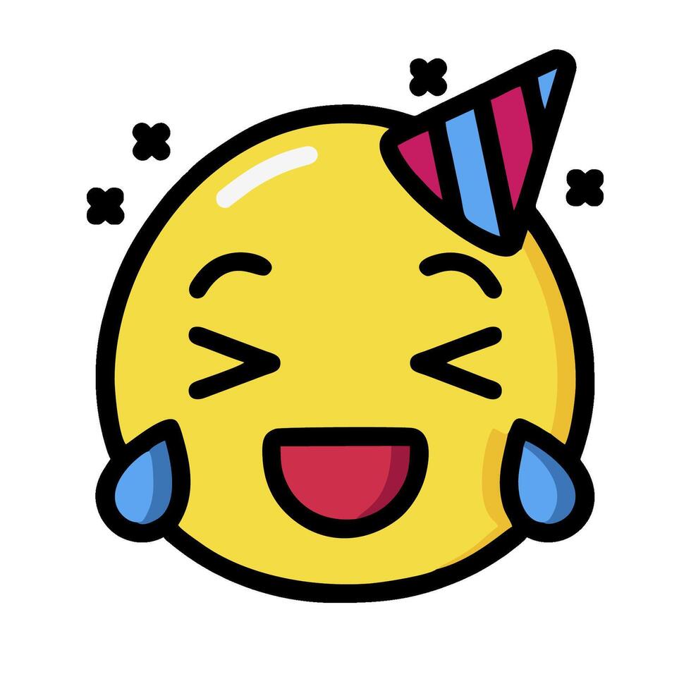 A cartoon emoticion with a party hat on vector