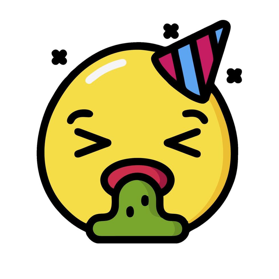 A cartoon emoticion with a party hat on vector
