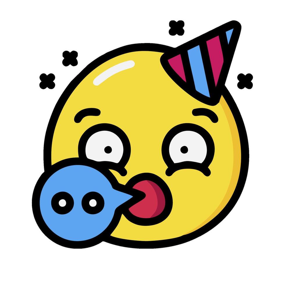 A cartoon yellow emoticion with a party hat on vector
