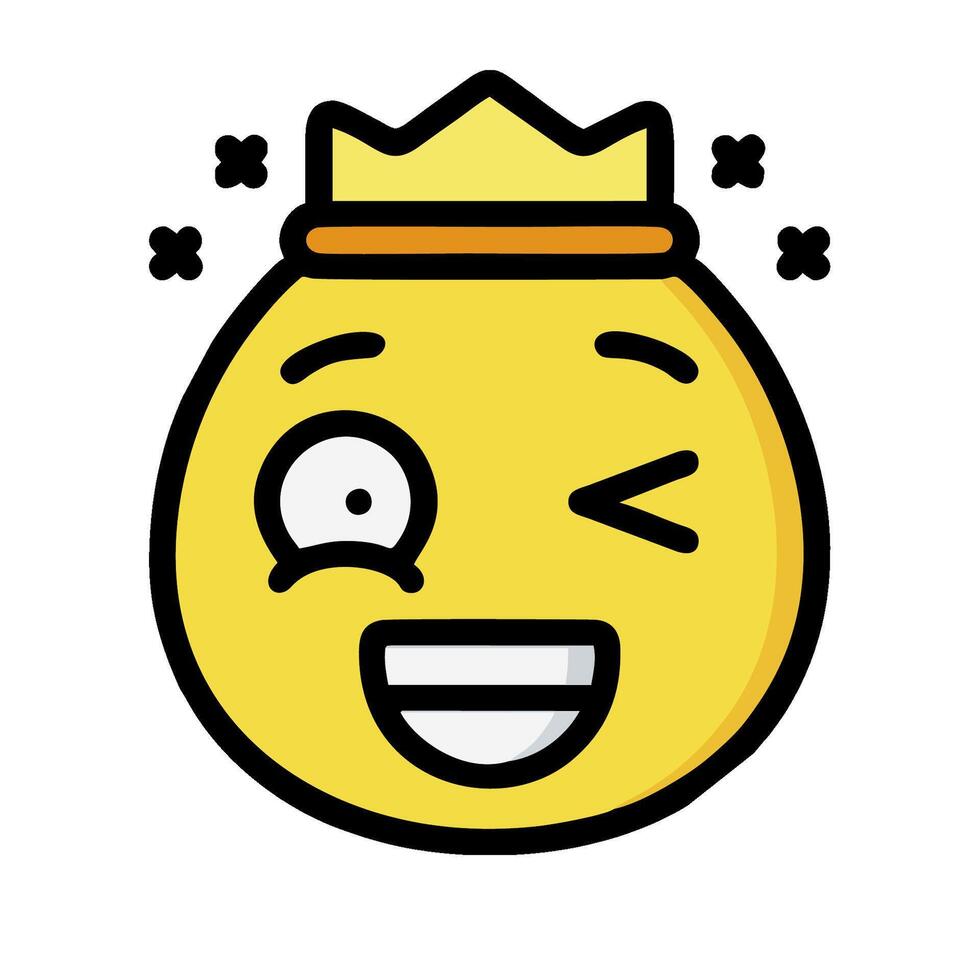 A cartoon face with a crown on it vector