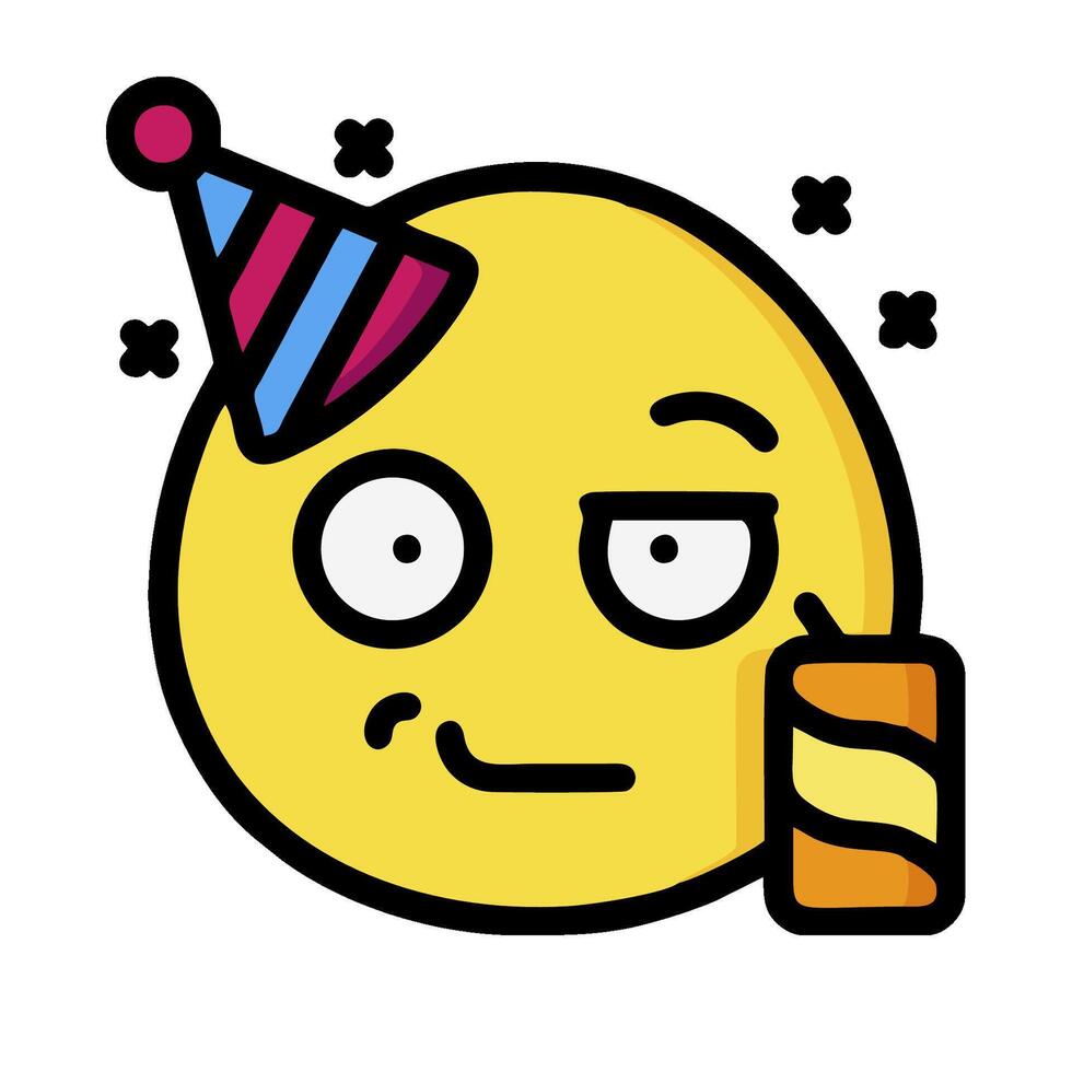 A cartoon yellow emoticion with a birthday hat vector