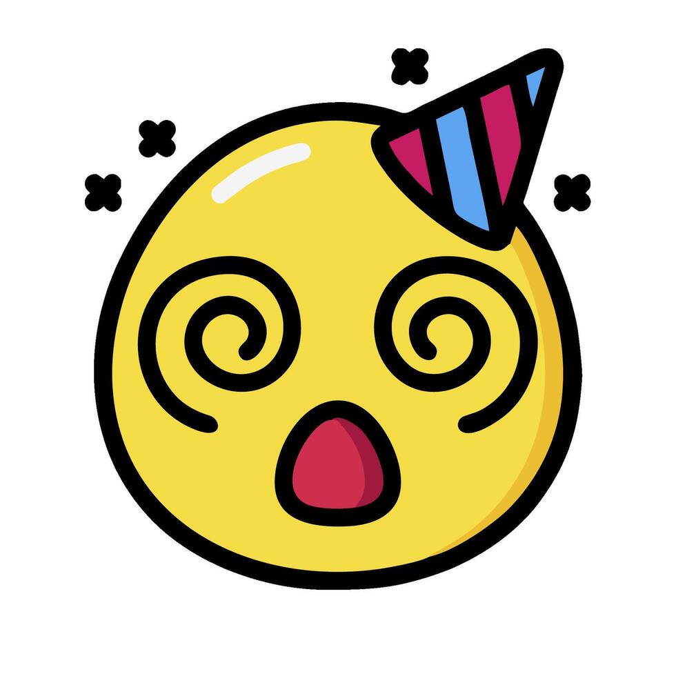 A yellow emoticion with a party hat on it vector