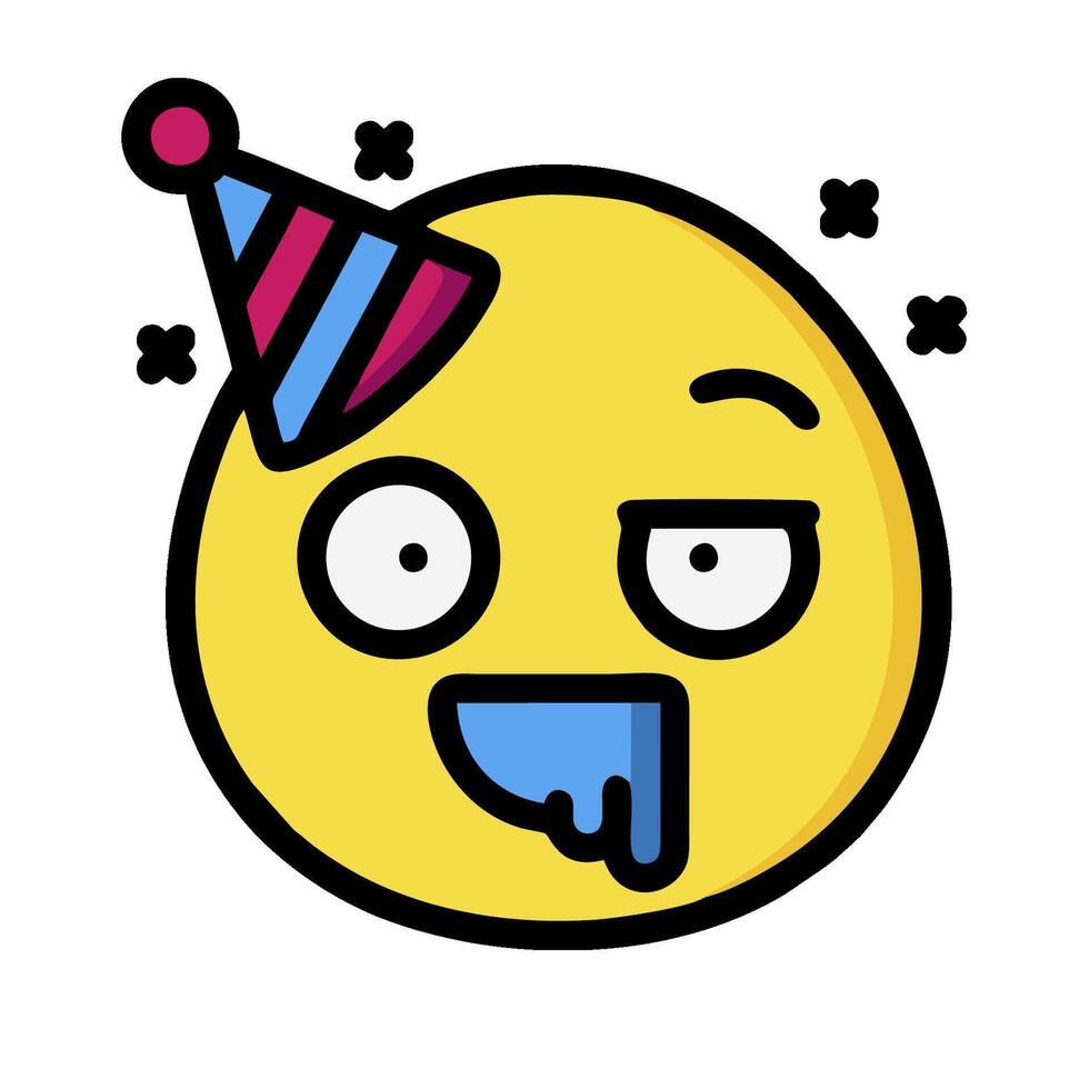 A cartoon emoticion with a party hat on vector