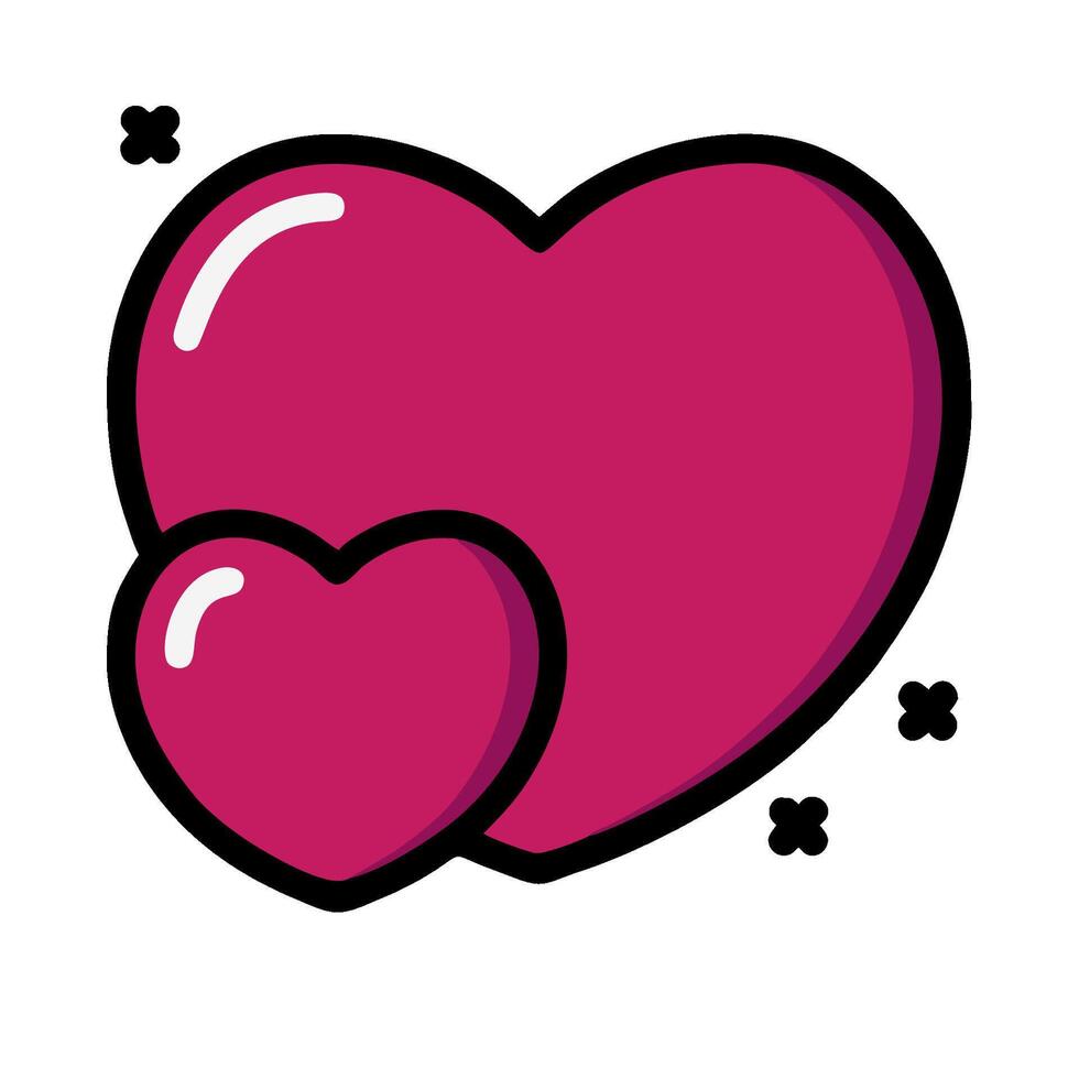 Two hearts icon in pink color on white background vector