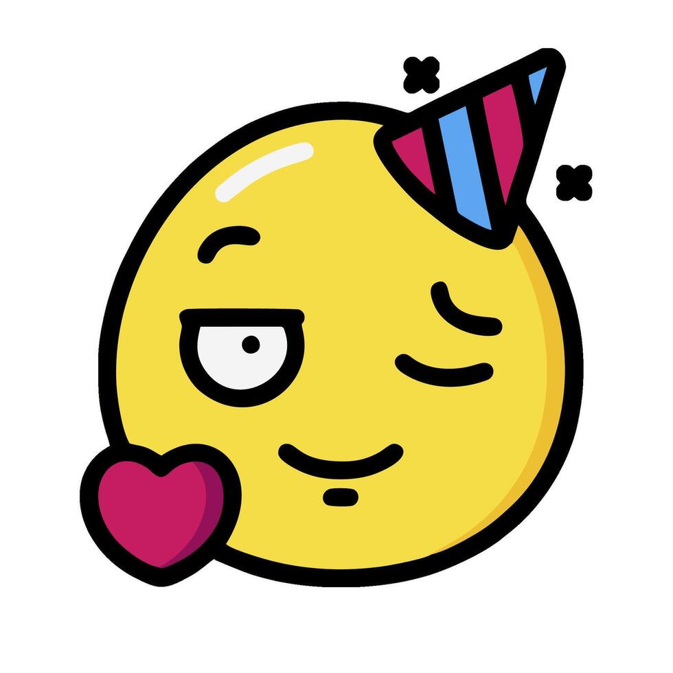 A cartoon emoticion with a party hat vector