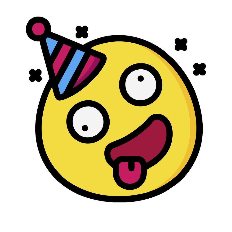 A cartoon yellow emoticion with a party hat on vector
