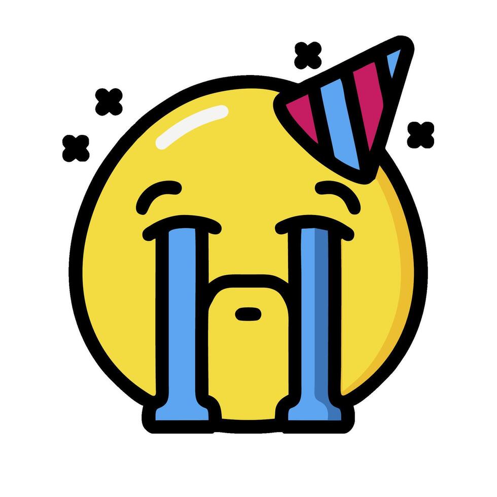 A yellow emoticion with a party hat on it vector