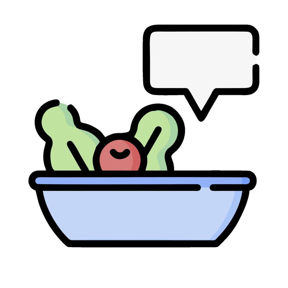 A bowl with vegetables and a speech bubble vector