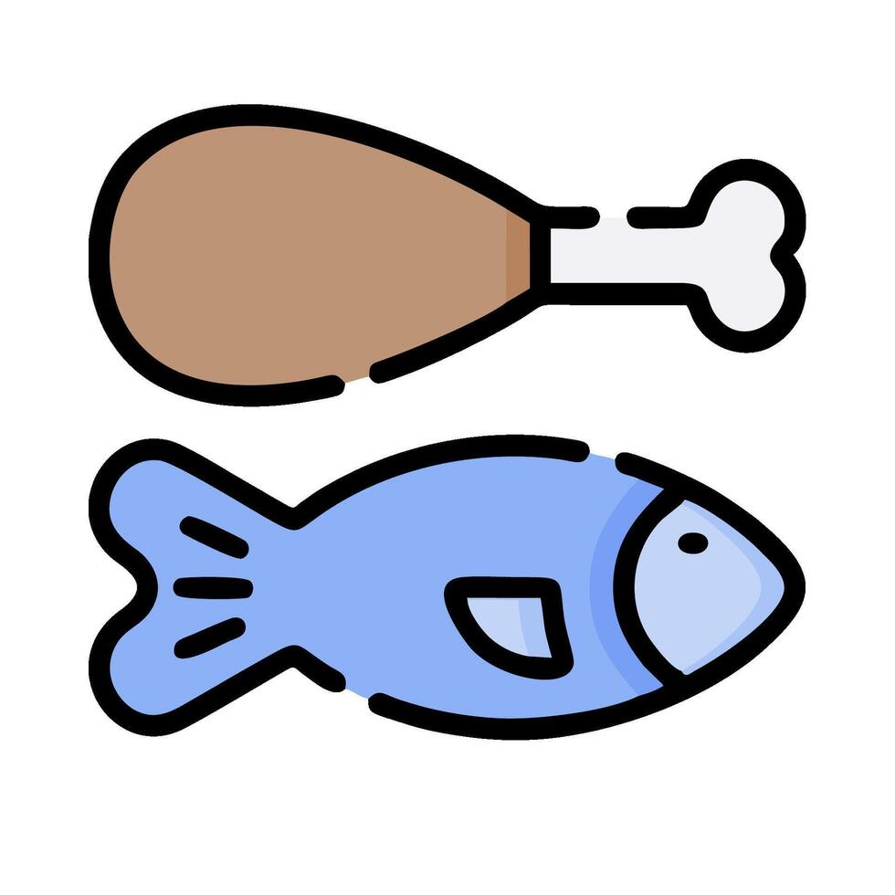 A chicken and fish icon on a white background vector