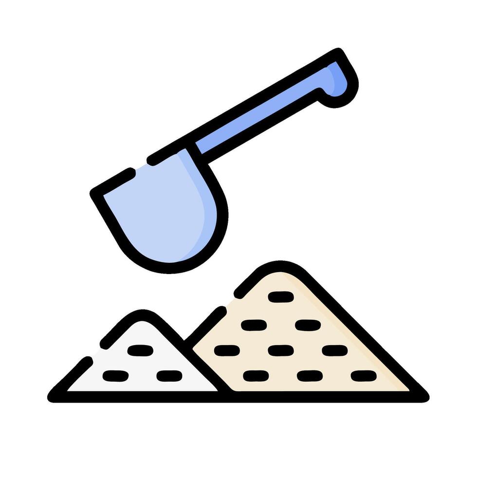 A shovel and shovel are on top of a pile of sand vector