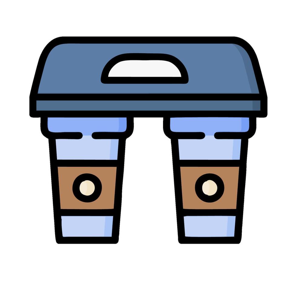 Two coffee cups with lids on top of each other vector