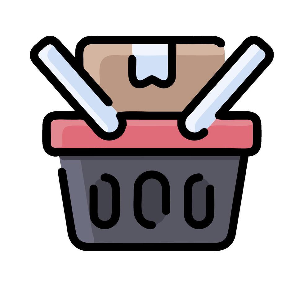 A basket with two forks and a knife in it vector