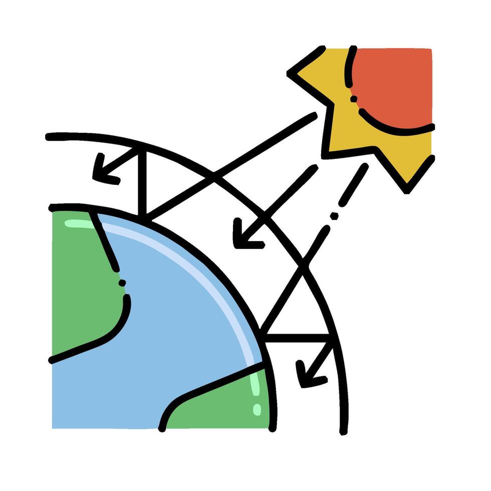 The sun is on top of the earth and the earth is surrounded by arrows vector