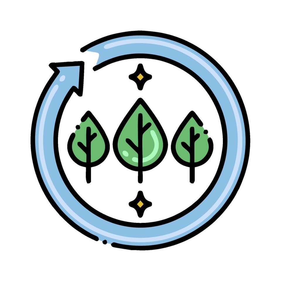 A circular icon with three trees in it vector