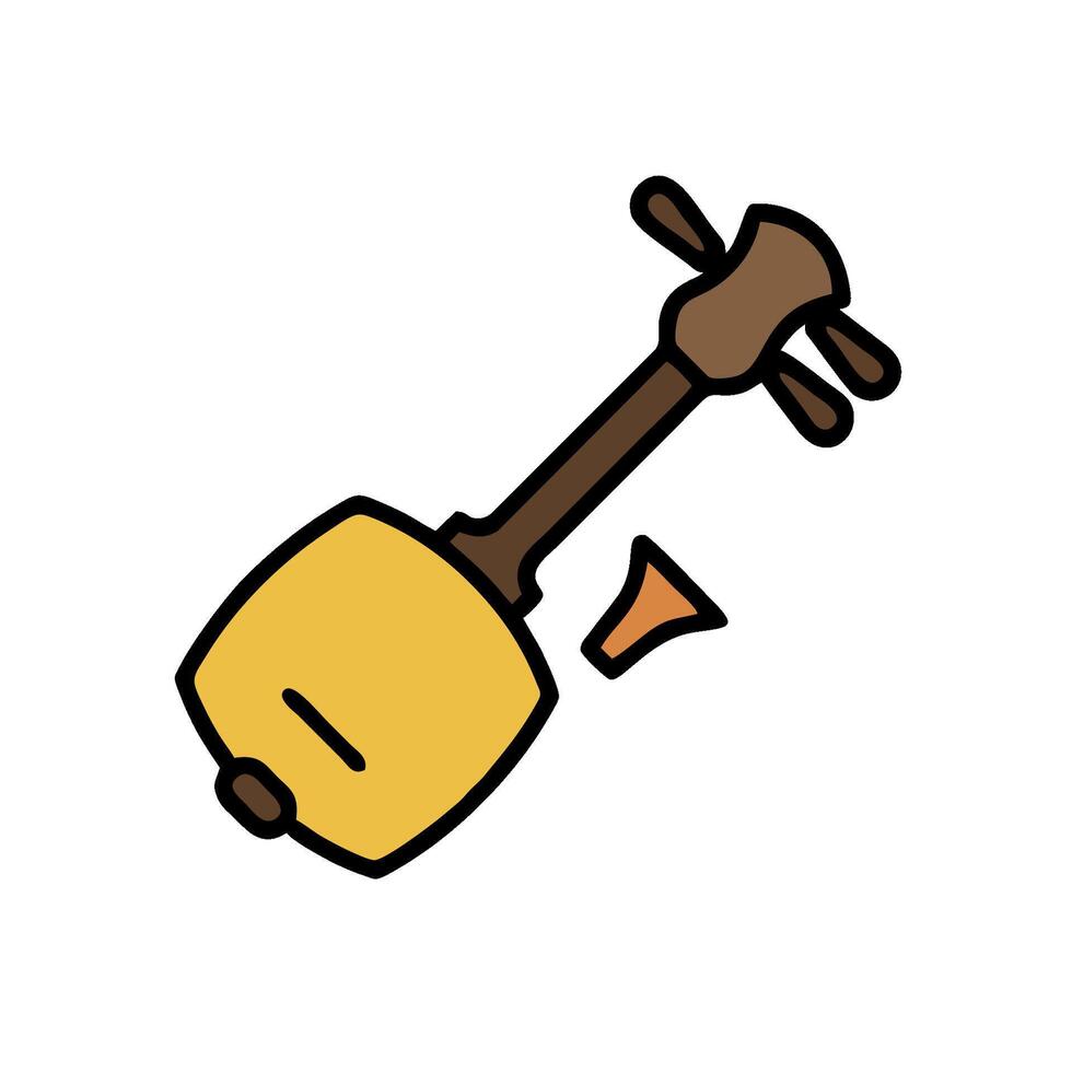 A small wooden instrument with a stick on it vector