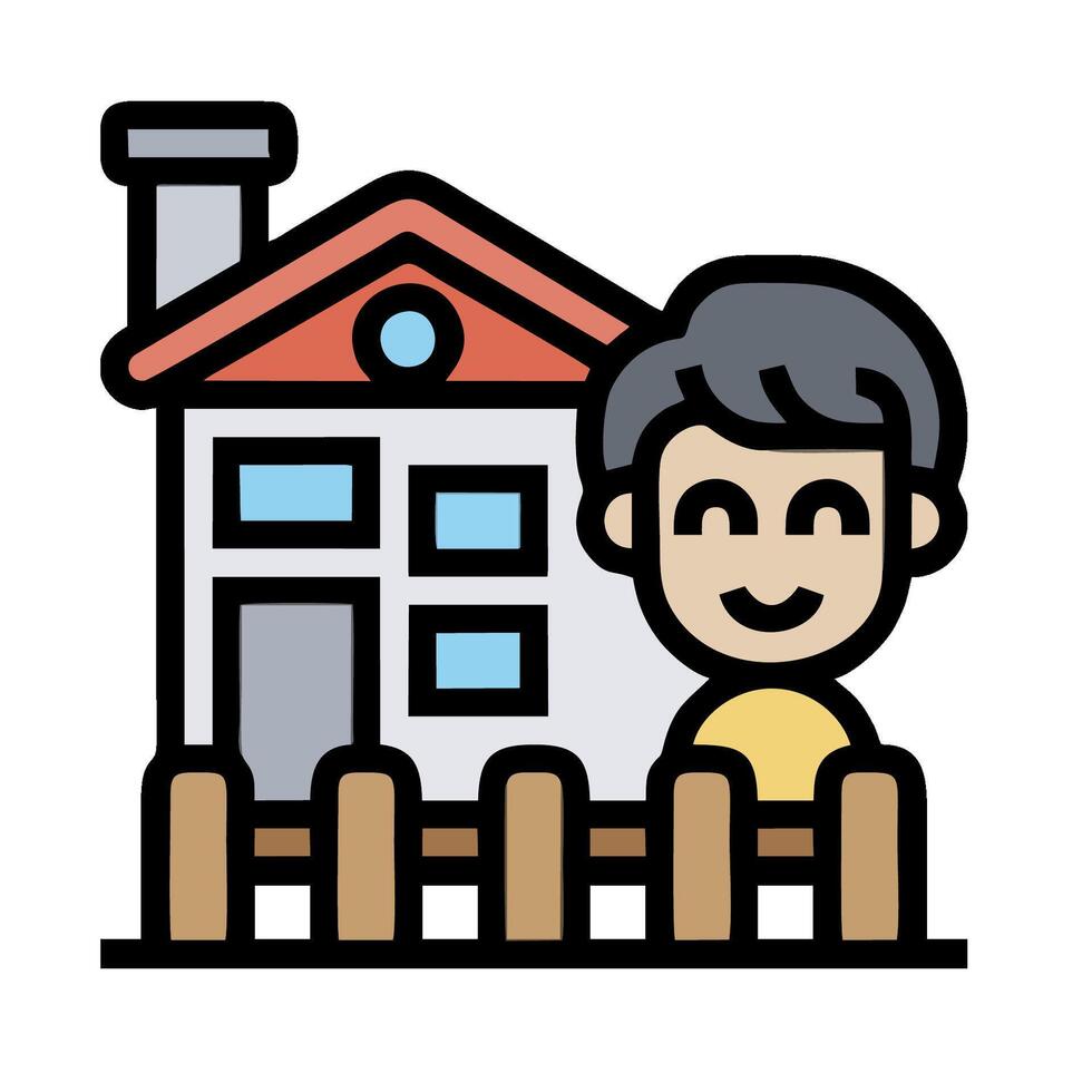 A man is standing in front of a house vector