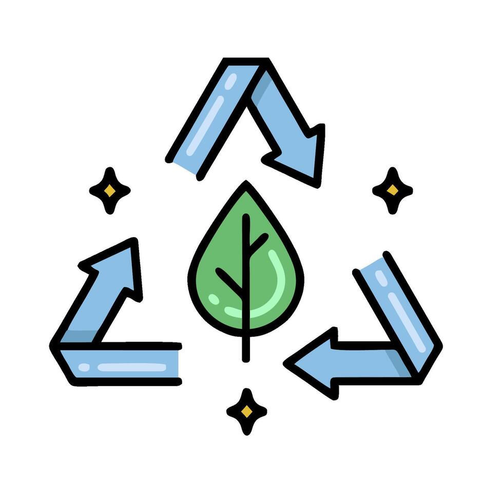 Recycle icon with a leaf and arrows vector