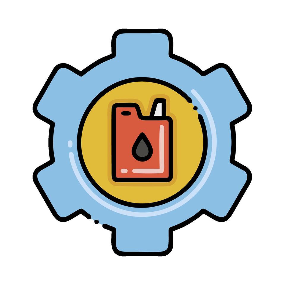 A gearwheel with a red liquid in it vector