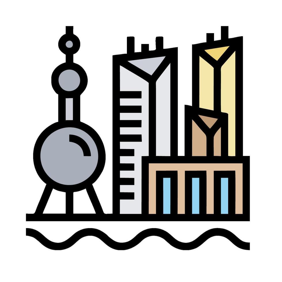 A city skyline with a tower and a water tower vector