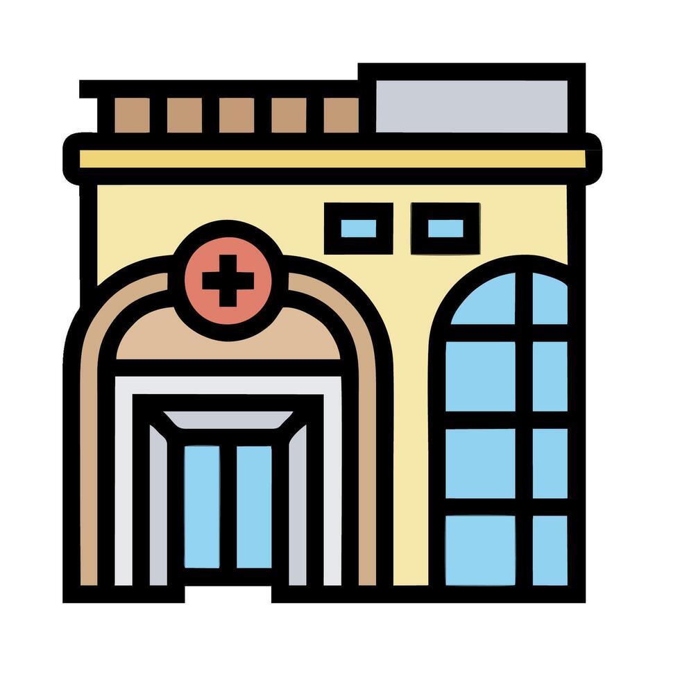 A building with a red cross on it vector