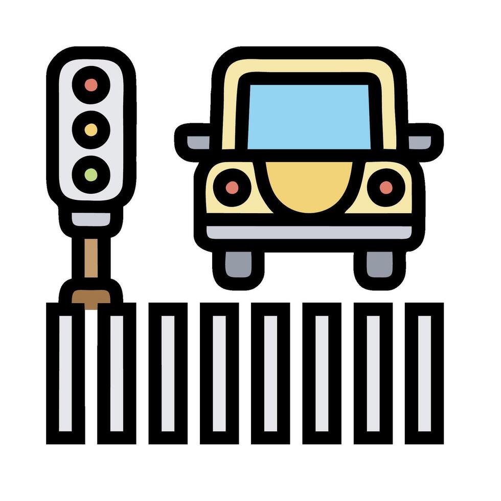 A car is driving over a crossing guard vector