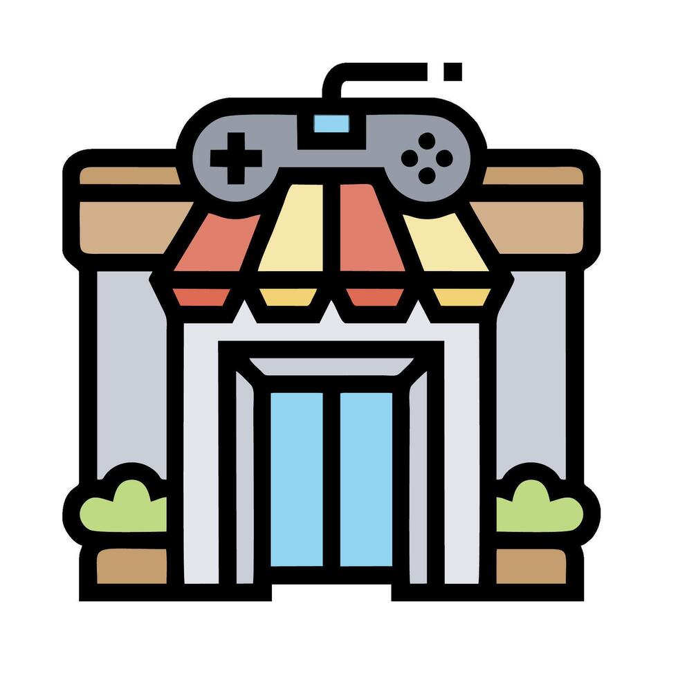 A game store icon with a sign that says playstation vector